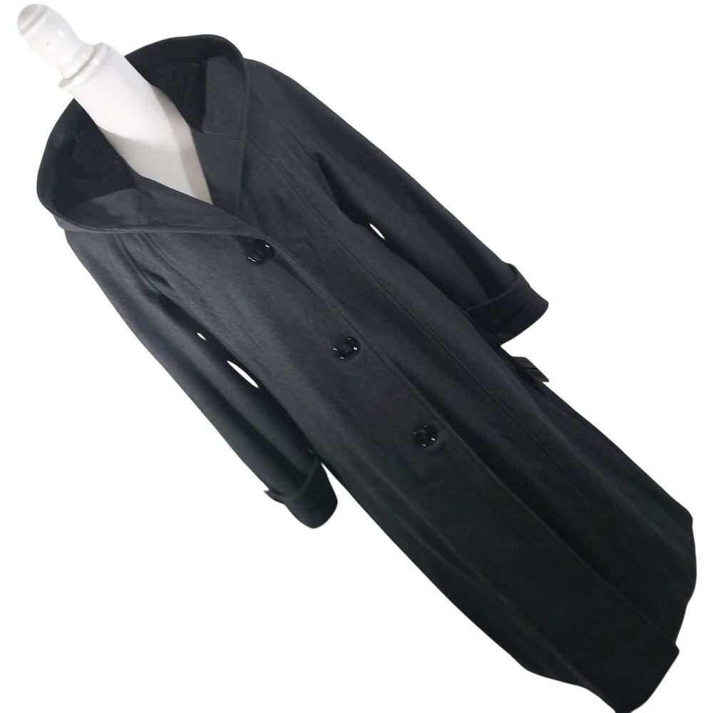 NWT! GALLERY! CHARCOAL GRAY FINE WOOL BLEND FULL LENGTH, HOODED COAT! SZ L